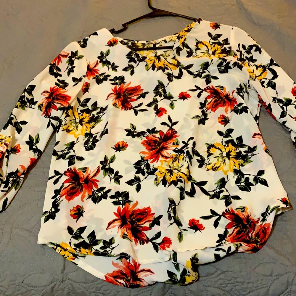 White floral blouse